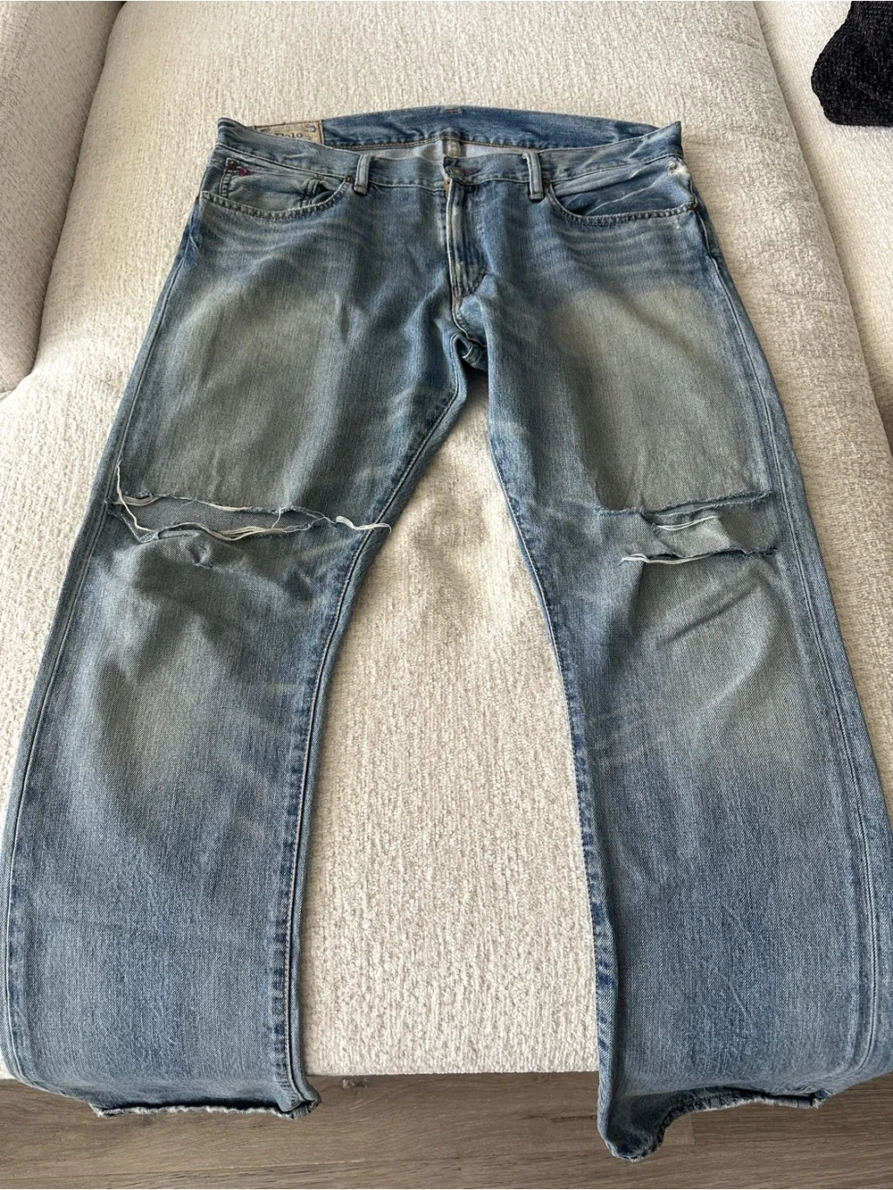 Polo by Ralph Lauren Light Blue Relaxed Jeans with Knee Rips